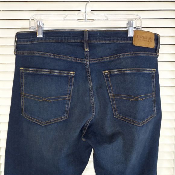 Signature Levi Strauss Jeans S51 Straight Size 36X34 (Actual 36X33.5") Dark Wash - Picture 8 of 15